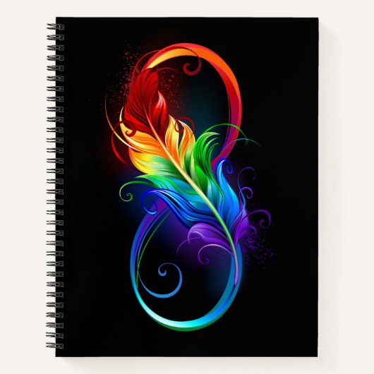 Carnet Symbole d'infini avec plume arc-en-ciel (Devant)