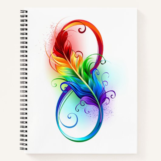 Carnet Symbole d'infini avec plume arc-en-ciel (Devant)