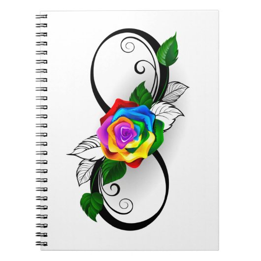 Carnet Symbole d'infini avec Rose arc-en-ciel (Devant)