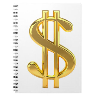 Carnet Symbole Dollar d'or Noteboo Spiral Arrière - plan