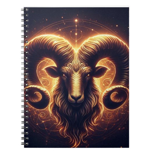 Carnet Symbole du zodiaque Bélier doré (Devant)