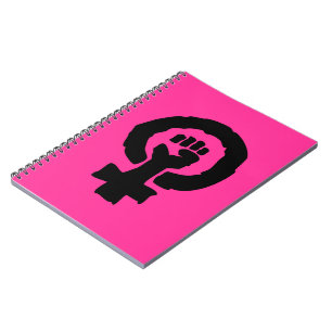 Carnet Symbole féminin universel Solidarité main Rose vif