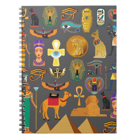 Carnet SYMBOLE HIÉROglyphique égyptien Motif pharaon (Devant)