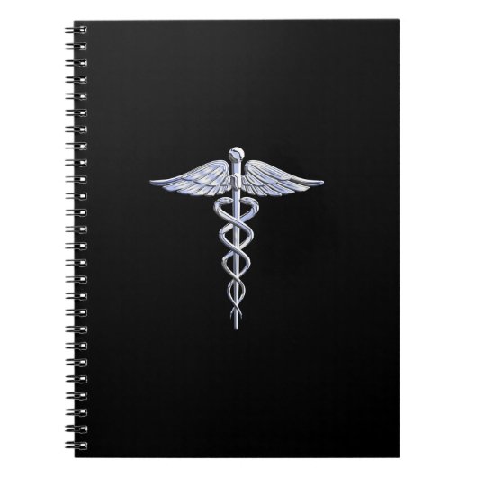 Carnet Symbole Médicale de Caduceus en argent sur la déco (Devant)