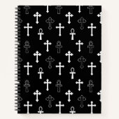 Carnet Symbole noir blanc de la Croix d'Ankh gothique Mot (Devant)