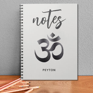 Carnet Symbole Om Métal Effet Texturé Noir