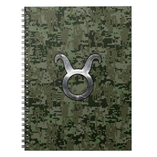 Carnet Symbole Taurus Zodiac sur Camo numérique vert (Devant)