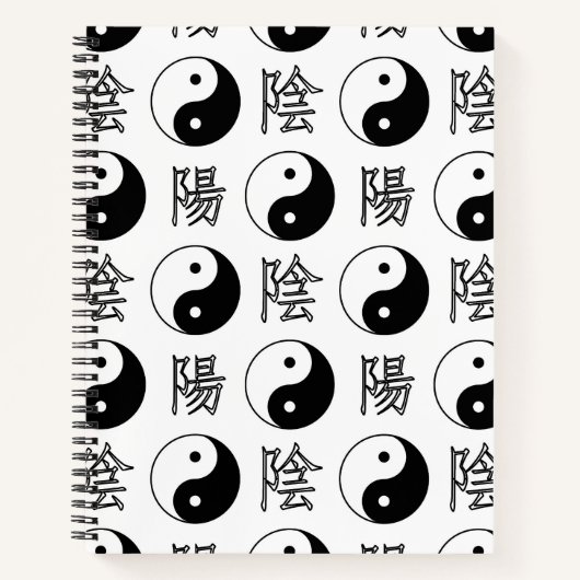 Carnet SYMBOLE YINyang Blanc Motif chinois (Devant)