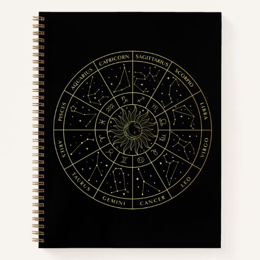 Carnet Symbole Zodiac horoscope constellations carte or (Devant)