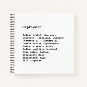 Carnet SYMBOLE Zodiaque Capricorne Astrologie noir blanc