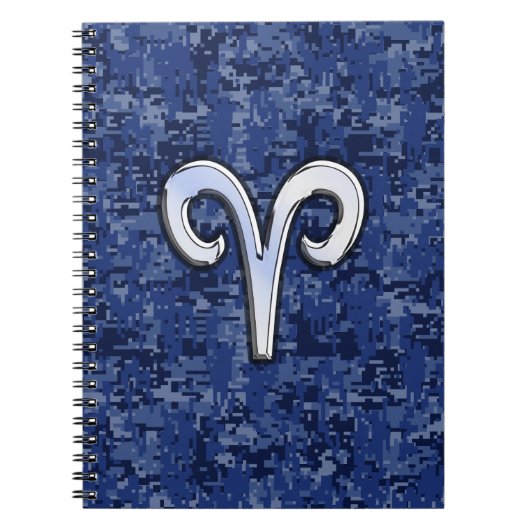 Carnet Symbole Zodiaque de Aries moderne Marine Camo numé (Devant)