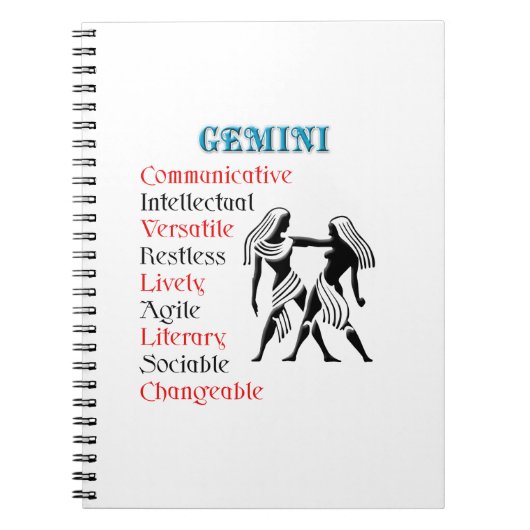 Carnet SYMBOLE Zodiaque Gemini Horoscope (Devant)