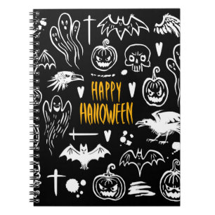 Carnet Symboles d'Halloween dessinés à la main, collectio