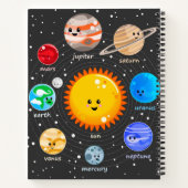 Carnet Système solaire Kawaii joyeux planètes étoiles gra (Dos)