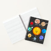 Carnet Système solaire Kawaii joyeux planètes étoiles gra (Intérieur)