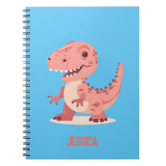 Carnet T-Rex Dino Rose Ludique Avec Nom Enfant
