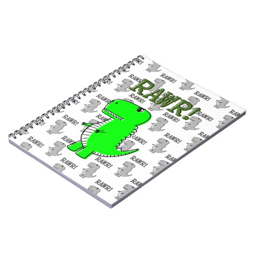 Carnet T-Rex mignon et en colère avec Motif noir et blanc (Côté gauche)