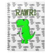 Carnet T-Rex mignon et en colère avec Motif noir et blanc (Devant)