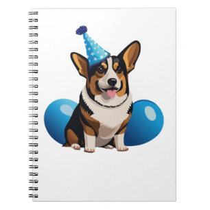Carnet T-shirt classique d'anniversaire de Corgi bleu