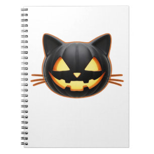 Carnet T-shirt classique emoji Jack o'Lantern chat noir