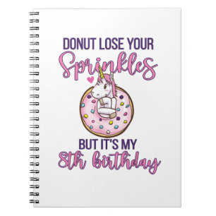 Carnet T-shirt de fête d'anniversaire Licorne de 8 ans po