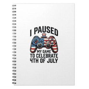 Carnet T-shirt de jeu vidéo patriotique du 4 juillet_1