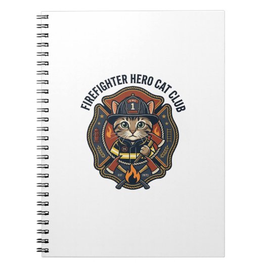 Carnet T-shirt graphique chat héros pompier - Feu (Devant)