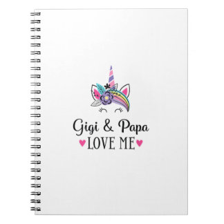 Carnet T-shirt Licorne J'aime Gigi et Papa Enfants