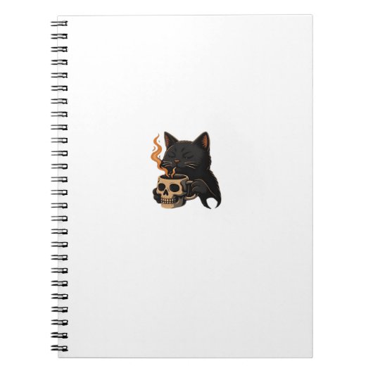 Carnet T-Shirt Oversized Dark Cat Coffee With Skull Mug (Devant)