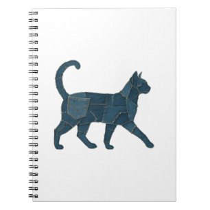 Carnet T-Shirt Rétro Drôle Patch en Jean Animal Chat