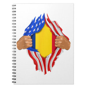 Carnet T-Shirt Sang Roumain en Moi Drapeau de la Roumanie