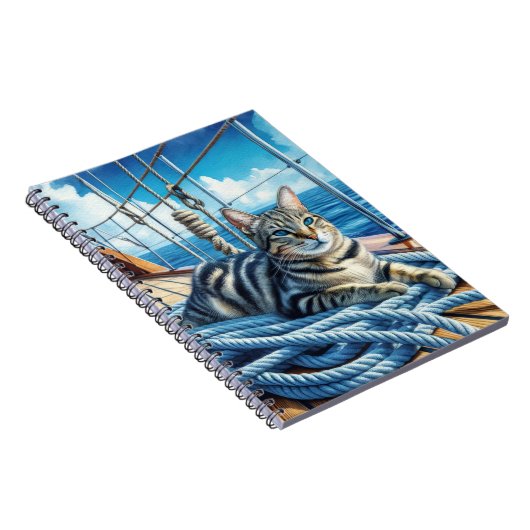 Carnet Tabby Chat Sur Les Cordes De Bateau (Côté Droit)