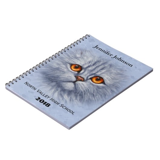 Carnet Tabby Fluffé Chat Kitten Visage gris clair (Côté gauche)