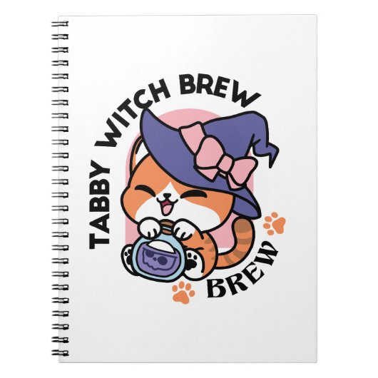 Carnet Tabby Witch Brew – Joli Design de Chat d'Halloween (Devant)