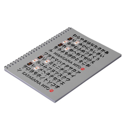 Carnet Table japonaise Hiragana & Katakana (Lucky Cat) (Côté gauche)