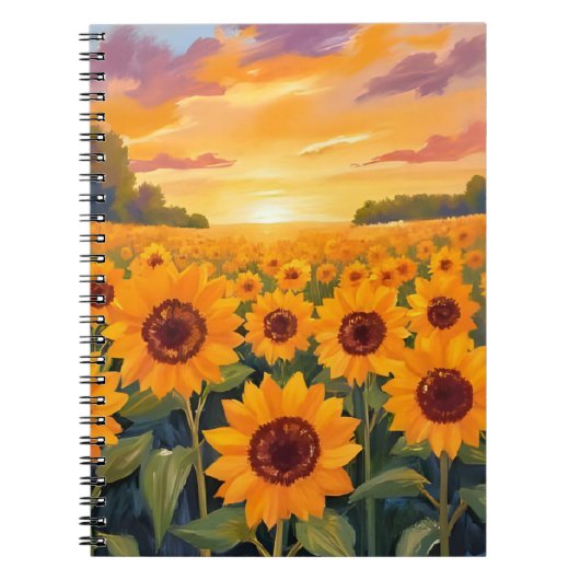 Carnet Tableau de paysage de coucher de soleil dans un ch (Devant)