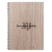 Carnet Tableau en bois monogramme Look Old Script Modèle (Devant)