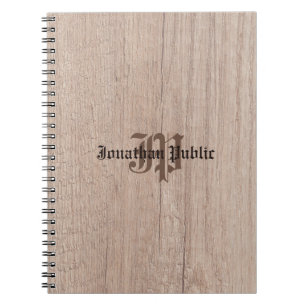 Carnet Tableau en bois monogramme Look Old Script Modèle