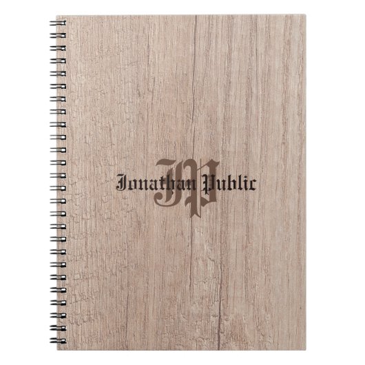 Carnet Tableau en bois monogramme Look Old Script Modèle (Devant)