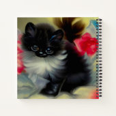 Carnet Tableau vintage de chaton noir et blanc (Dos)