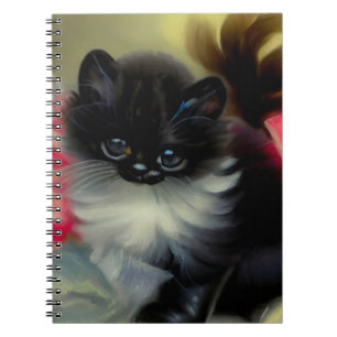 Carnet Tableau vintage de chaton noir et blanc