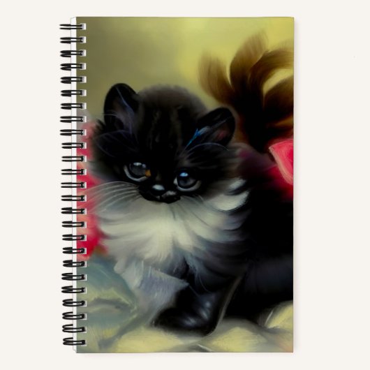Carnet Tableau vintage de chaton noir et blanc (Recto)
