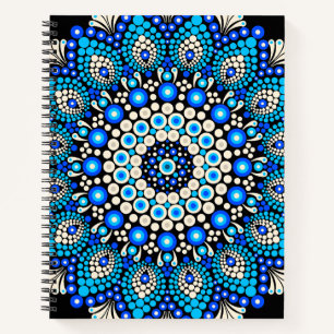 Carnet Tablier à motif mandala bleu décoration florale bo