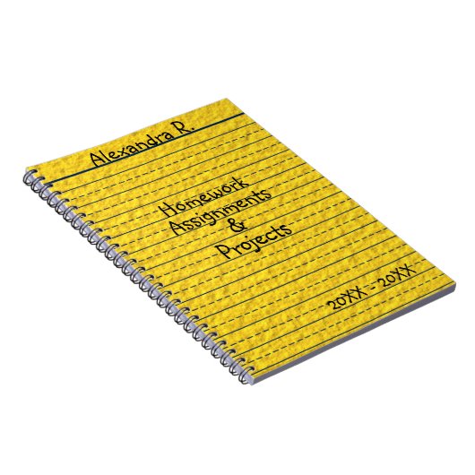 Carnet Tâches de devoirs rayées par jaune de papier (Côté Droit)