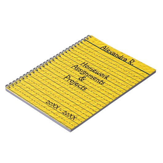 Carnet Tâches de devoirs rayées par jaune de papier (Côté gauche)