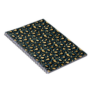 Carnet Taches de léopard luxueuses Sombre Bleu Glam sauva