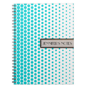 Carnet Taches turquoises élégantes modernes blanches