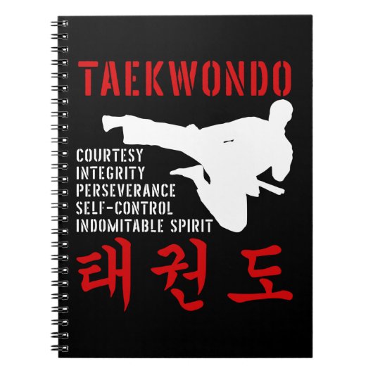 Carnet Taekwondo Tenets Martial Arts (Devant)