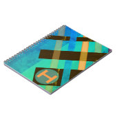 Carnet Tailles de tissage Abstraites monogrammes Bleus (Côté gauche)