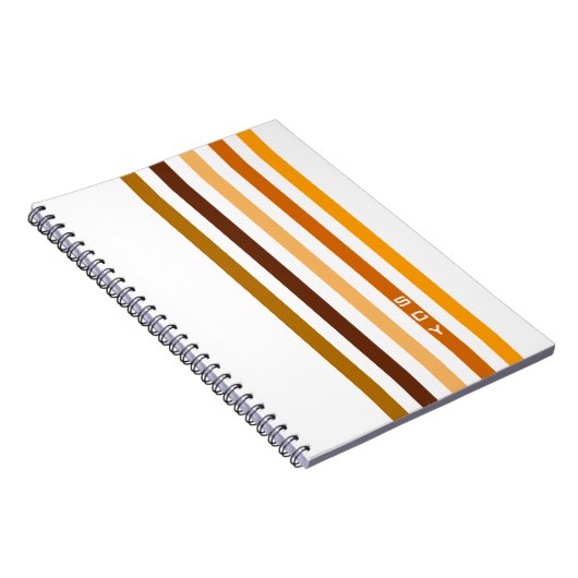 Carnet Tan Brown Orange Vertical Stripes Monogramme (Côté Droit)